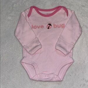 (3 for $10) carters Pink Striped Love Bug Onesie bodysuit baby girl clothing